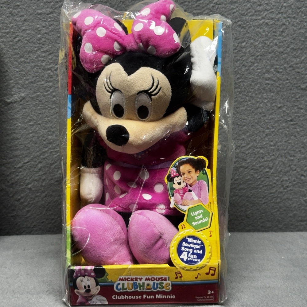 CLUBHOUSE FUN MINNIE DISNEY JUNIOR 12" Plush Doll SINGS, TALKS, LIGHTS UP - NEW!